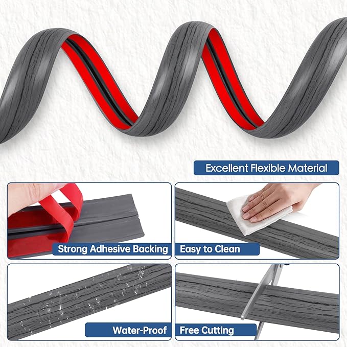 Floor Cord Cover for Wires on Floor Self Adhesive Cord Hider Floor Cable Management Wire Covers for Cords Protector Prevent Cable Trips Cord Cavity W 0.47" x H 0.27", Deep Gray Wood, 20Ft