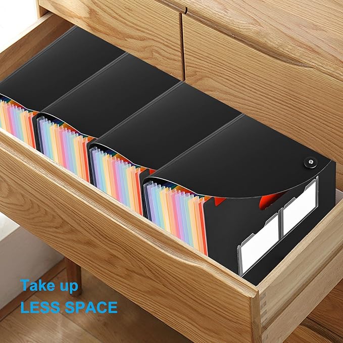 37 Pockets Accordion File Organizer Desktop Expanding File Folders with Colorful tabs for Paper Receipts, Bills&Taxes Organizer, Letter/A4 Size Document Holder for School, Office, Home