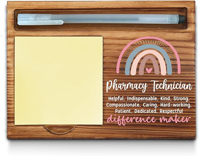 Pharmacy Technician Sticky Note Holder, Pharm Tech Office Decor, Pharmacy Technician Thank You Appreciation Gifts for Women Self-Stick Note Pad Holders WPP111
