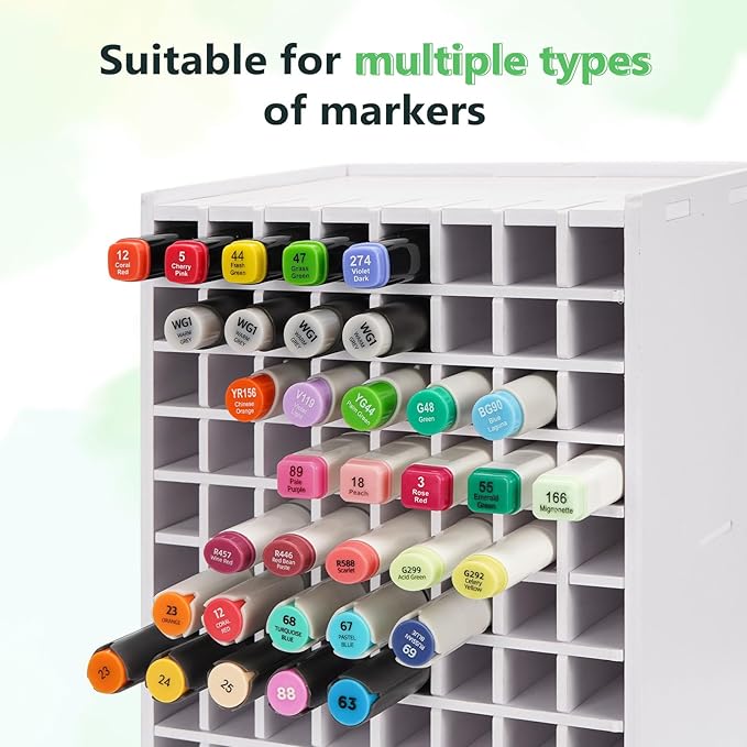 SANFURNEY Art Marker Storage Rack for 120 Markers, Watercolour Brushes Pens Color Pencils Organizer Holder for Desk Christmas