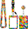 BLOCIT ID Badge Holder with Lanyard - Fashionable ID Card Holders with Retractable Lanyards - Soft Fiber Metal Clip Sturdy Buckle for Key Wallet - Work Nurse Teacher (Red Yellow Blue Toys Skin)