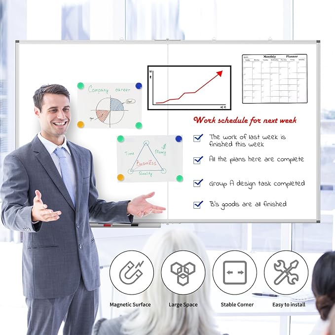 Large Whiteboard, 60 X 36 Inches Big Whiteboard for Wall, Dry Erase White Board for Office Home & School