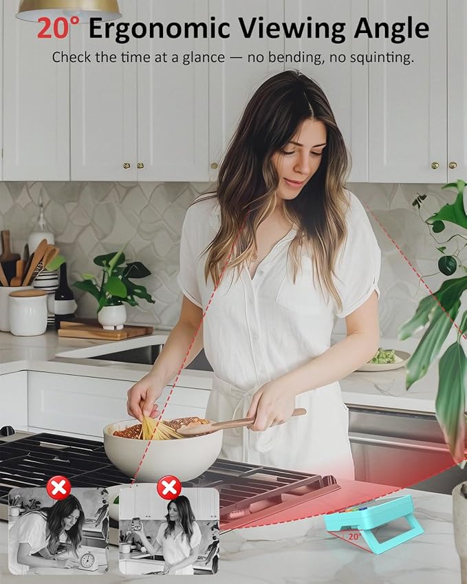 Digital Kitchen Timer for Cooking - 4 Channel Count Up Countdown Timer with Loud Alarm and Silent Mode, Large Display, Magnetic Back, Auto Memory for Classroom Study Gym, Battery Included (Mint Green)