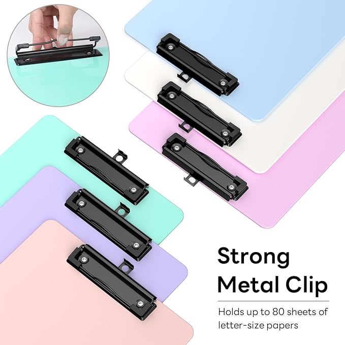 Zoenley Legal Size Clipboard Set of 6, Light Colorful 8.5 x 14 Clip Board for Lawyer, Nurse, Business, with Low Profile Black Clip, Office & School Supplies