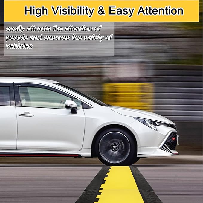 CXRCY Cable Ramp 1 Pack of 5 Channel PVC Rubber Cable Protector,18000lbs Capacity Heavy Duty Speed Bumps Hose Cord Channel Protector Ramps for Wire/Hose/Pipe Hider Driveway Outdoor