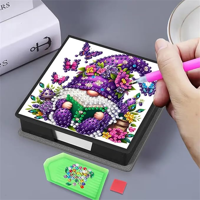 Dwarf Diamond Painting Kit Note Box,Memo Paper Storage Box Diamond Art,Sticky Note Holder Diamond Art,Diamond Painting Memo Pad For Office Desk. (Dwarf)