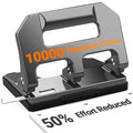 AFMAT Heavy Duty 3 Hole Punch, 3 Hole Puncher for Binder, 40-Sheet Three Hole Punch w/ 10000+ Uses, Metal Hole Puncher 3 Ring, 50% Reduced Effort, 9/32inch Hole, Bulit-in S.S. Paper Guide HPX1 (Gray)