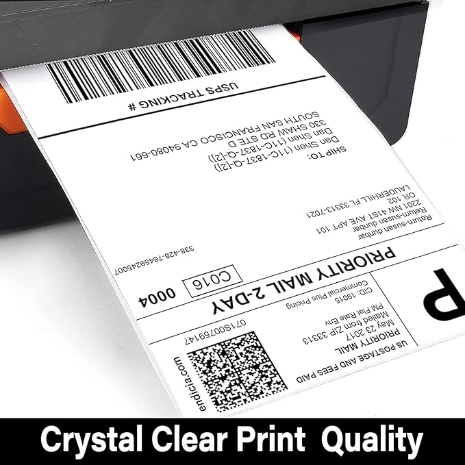 4x6 Thermal Shipping Labels - 1 Roll of 350, Perforated & Strong Adhesive, Direct Thermal Labels Compatible with Rollo, Zebra, for Amazon UPS FedEx Shopify
