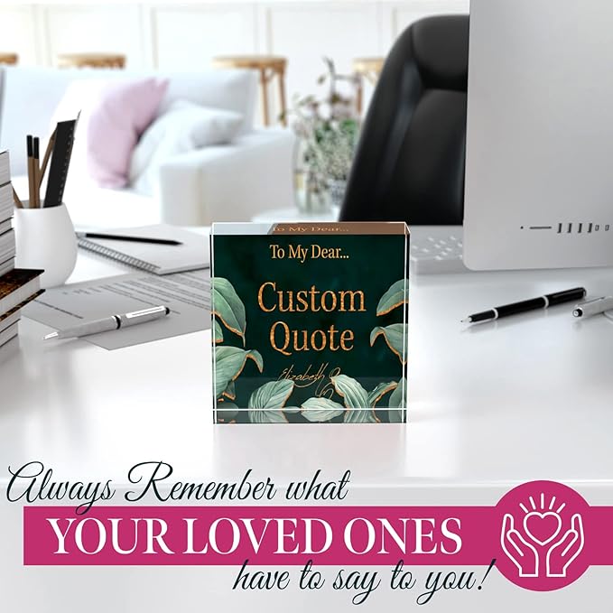 Personalized Gifts, Custom Quote Block Letter Board,Crystal-Clear Acrylic with Gift Box,17 Styles, Holiday and Christmas Gift for Mom, Dad, Girlfriend, Him or Her, Husband, Wife (4"x4, Botanical Lux)