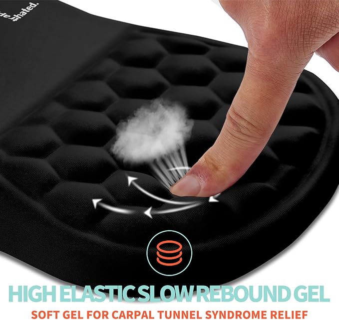 Ergonomic Mouse Pad Wrist Support with Memory Foam Massage Bulge, Carpal Tunnel Pain Relief Mousepad Wrist Rest for Mouse(12x8 inch, I Am Fine)