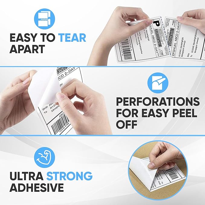 4"x6" Direct Thermal Label Roll, Shipping Labels with Perforated, Commercial Grade for Thermal Printer, 500 Labels/Roll, 4 Rolls (2,000 Labels Total)