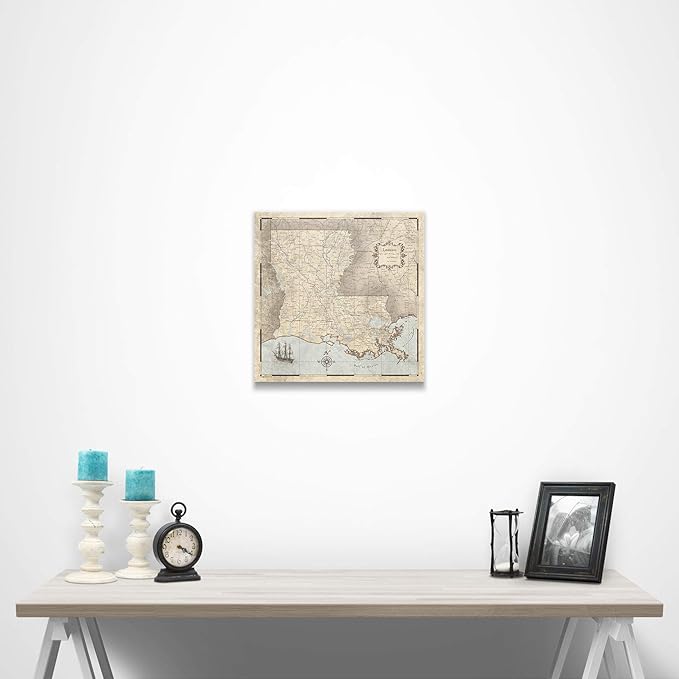 Push Pin Louisiana Map Board - With Push Pins to Mark Louisiana Travel - Handmade in Ohio, USA - Design: Rustic Vintage