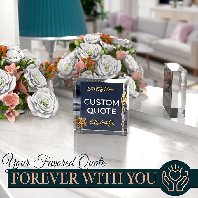 Custom Acrylic Sign Personalized, Custom Desk Name Plate, 18 Styles, (4"x4"), With Gift Box, USA Made by Acryluxe. (Trenton)