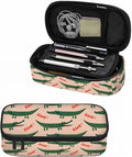 Crocodiles Pencil Bag Cute Cartoon Animal Roar Green Big Capacity Pencil Case Pencil Pouch Pen Bag for Teen Men Women