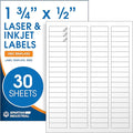 1.75" X 0.5" Matte White Printable Labels for Inkjet and Laser Printers - 30 Sheets, 2400 Custom Stickers for Return Address Labels, Price Tags, File Folders - Spartan Industrial Template R002
