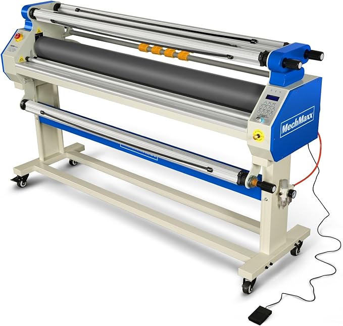 65" Full-Auto Cold & Heat Assisted Laminator Machine with 4 Trimmers, Max Speed 40ft/min, 63" Max Width, 1.1" Max Thickness, Infrared Heating, Digital Control for Vinyl Graphics, Inkjet Prints,1700-B1