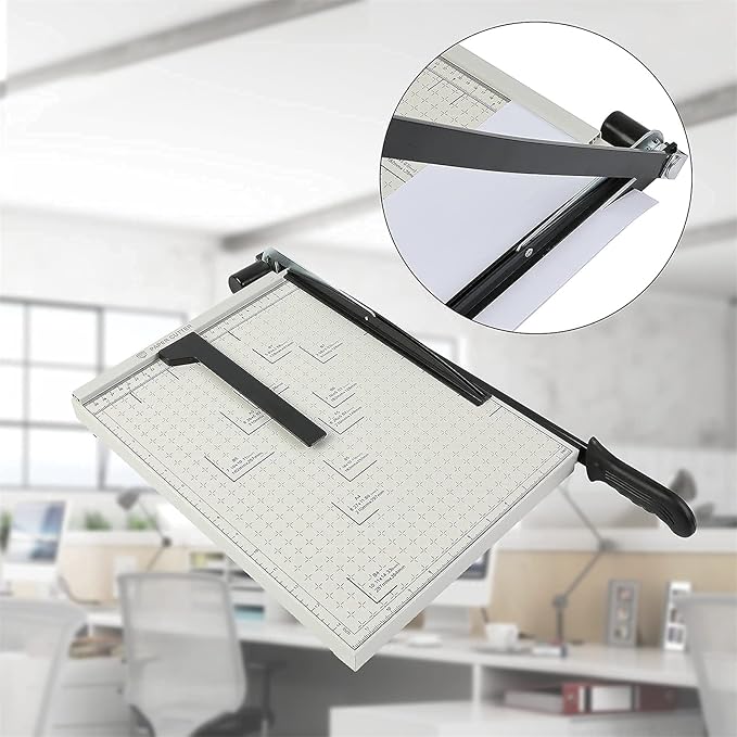 Paper Cutter B4 Stack Paper Trimmer Guillotine Heavy Duty Metal Base, 15" Cutting Length with Guard Rail Safety Blade Lock, 10-Sheet Capacity, Guillotine Paper Slicer Cutter for Office Home School