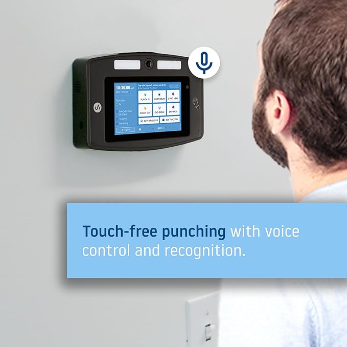 uAttend Touch-Free Voice Control and Facial Recognition Time Clock System for Employees and Small Businesses (DR2000)