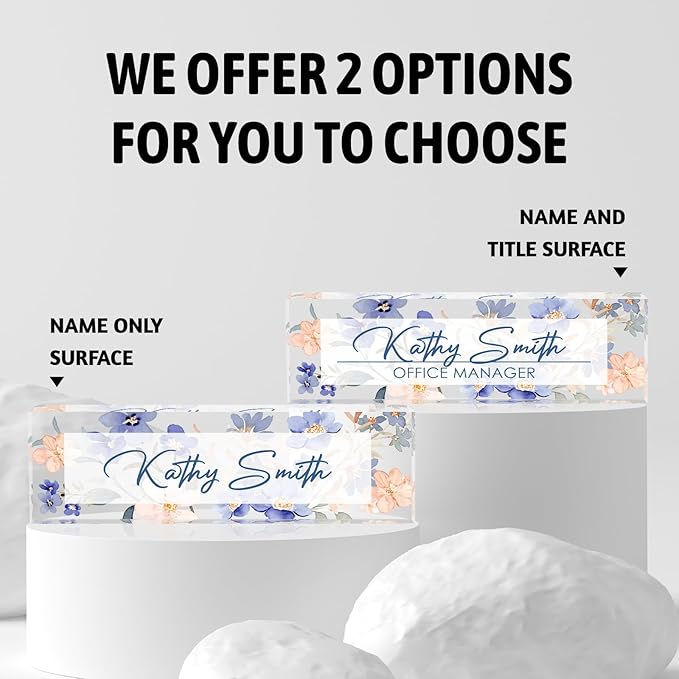 Personalized Name Plate for Desk, Custom Desk Name Plate, Acrylic Name Plate Office Desk Accessories, Personalized Office Gifts for Coworkers Teachers, Employee Appreciation Gifts (A-WaterColor2)