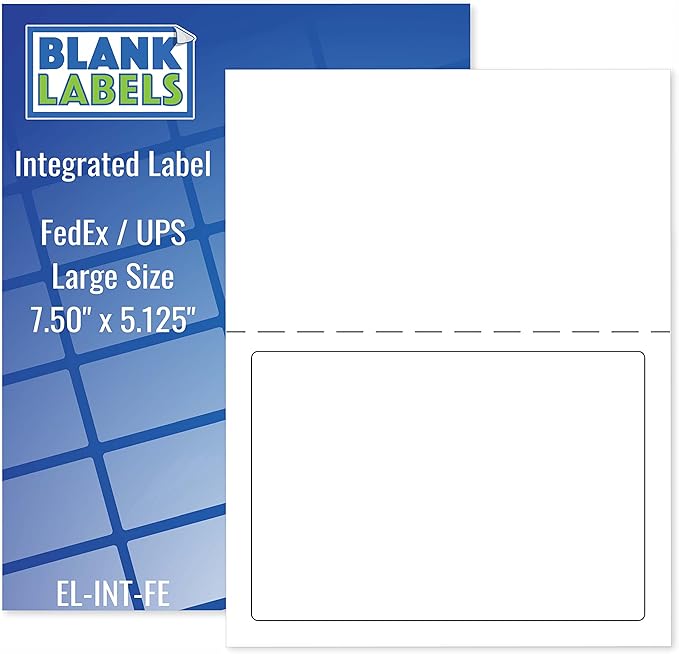 Half Sheet FedEx Shipping Labels with Tear Off Receipt from Blank Labels - 7.50" x 5.125" Label Size/Word Template 5127 / Inkjet & Laser Printer Guaranteed, 1 Label per Sheet - 1,000 Labels per Case