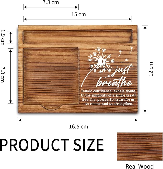 Just Breathe Sticky Note Holder with Mindfulness Quote, Relaxation Desk Gift for Women, Teens, Therapists, Self Care Affirmation Note Pad Holder ZSS90