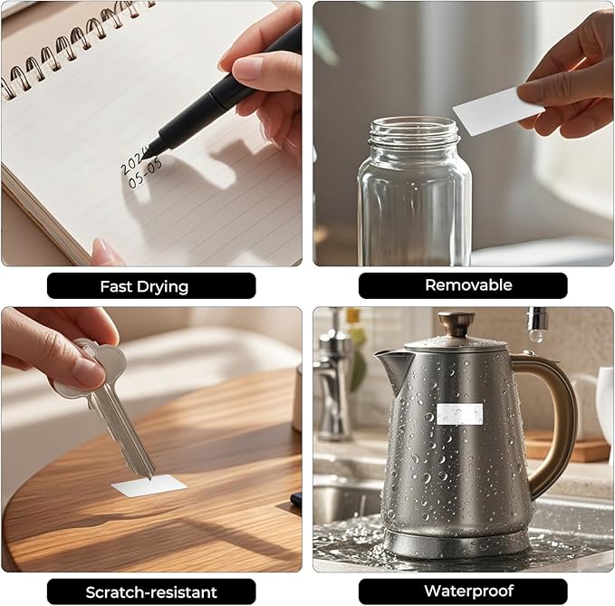 FINDAT Rectangle Label Stickers 1.57×0.75 Inch Vinyl Removable White Sticker Waterproof Writable File Folder Moving Labels for Boxes Home Office Labeling 160 PCS