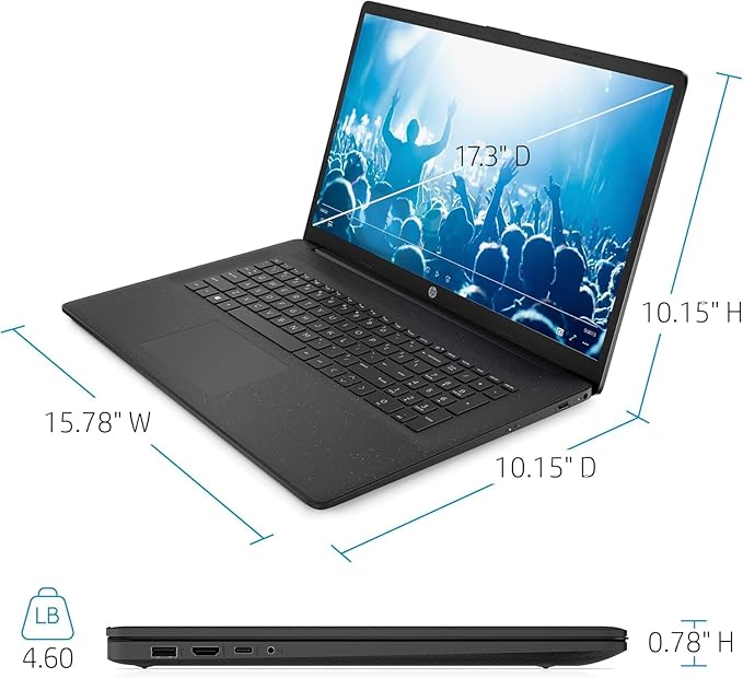 HP 17 Laptop (17.3" FHD Anti-Glare, Intel 10-Core i7 150U (> Ultra 5 125U), 8GB RAM, 512GB SSD) for Business, Home, Students, Narrow Bezel, Numeric Keypad, Webcam, Wi-Fi 6, Fast Charge, Win 11 Home