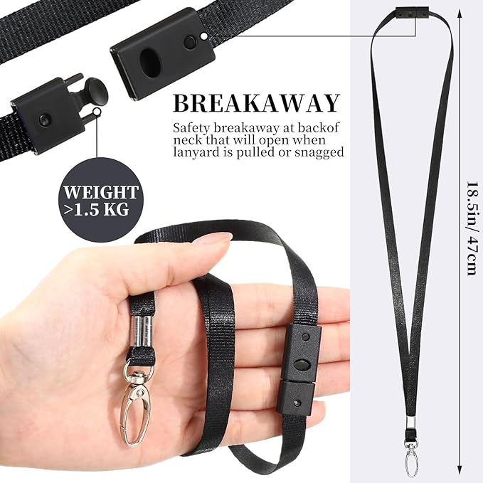 Harloon 150 Pcs Lanyards Breakaway Bulk Neck Flat Lanyard with Detachable Buckle and Clip Swivel Hooks for Badge Holder