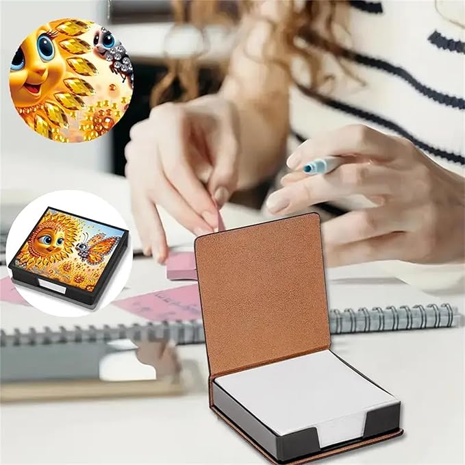 Sunflower Diamond Painting Kit Note Box,Memo Paper Storage Box Diamonds Art,Sticky Note Holder Diamond Art,Diamond Painting Memo Pad For Office Desk. (Sunflower)