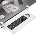 Keyboard Tray Under Desk, Pull Out Keyboard & Mouse Tray with Adjustable C-clamp, 25.6(31.5 Including Clamps) x 11.8 Inch Slide Out Computer Keyboard Drawer Mouse Tray for Typing,White
