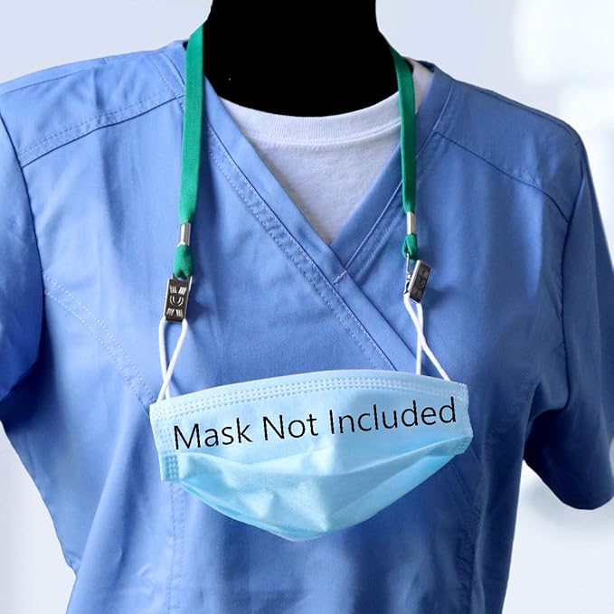 25 Pack - Face Mask Lanyards - Premium Comfortable Neck Straps for Tickets, Badge Holders - Twist Free 2 Hook Design (1 on Each End) for Special Event Badges, Credentials and Ticket Holders (Green)