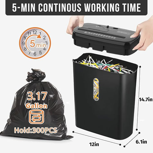 10-Sheet Strip Cut Paper Shredder, P-2 Security Level for Home Office, 3.17 Gallon Bin, Shreds CDs & Credit Cards, ETL Certified, Black