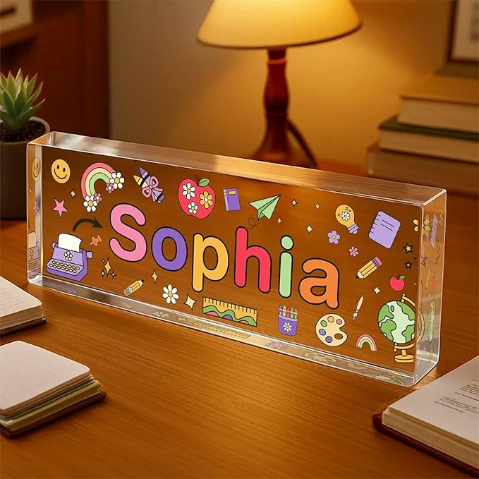 Custom Desk Name Plate, Teacher Name Plate for Desk, Office Decor for Women, Coworkers, Employee (S7)