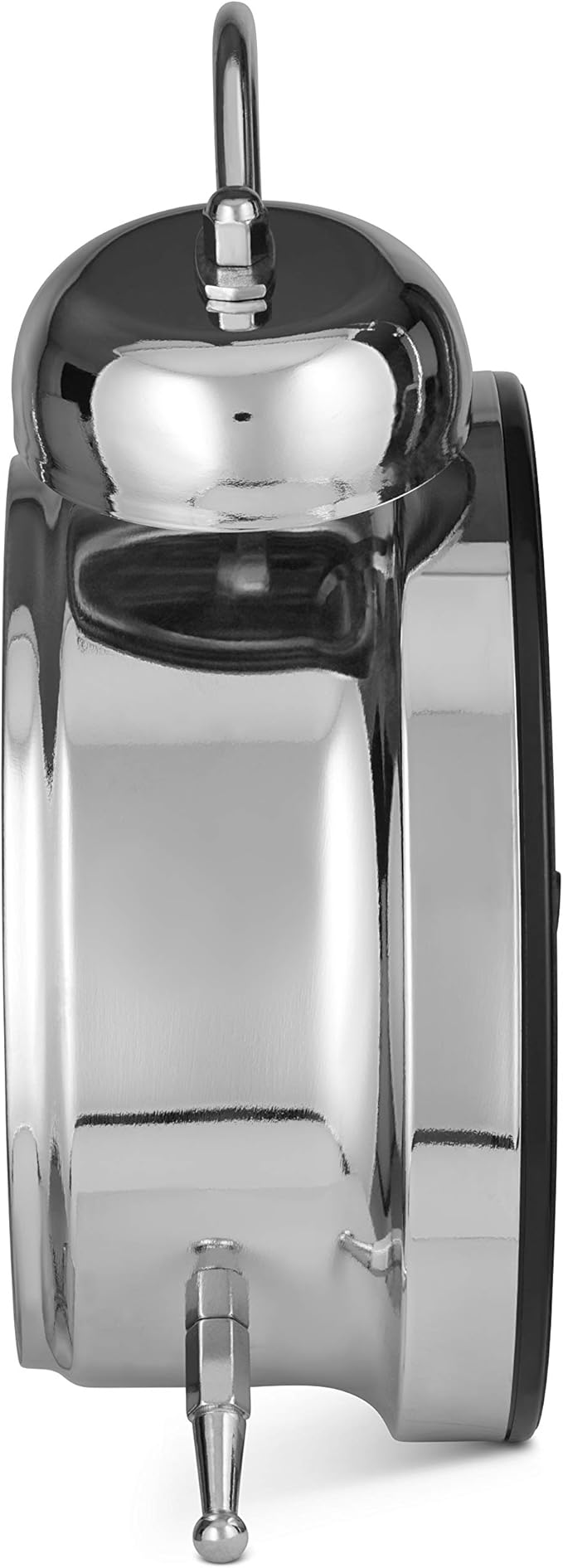 Bernhard Products Analog Alarm Clock Twin Bell 4" Silver Metal Extra Loud Quartz Battery Operated with Backlight Silent Non-Ticking for Bedside Desk Vintage Retro Antique Decorative Old School, Chrome