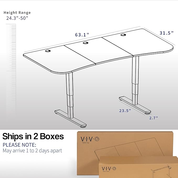 VIVO Electric 63 x 32 in Dual Motor Standing Desk, Memory Height Adjustment, 2B Series, Reclaimed Wood Top White Frame, DESK-KIT-2W1P