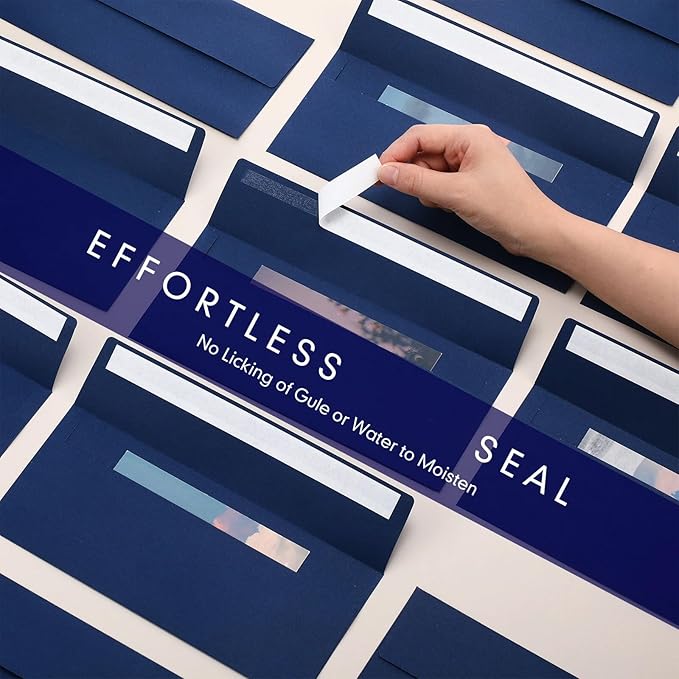 Jutom 500 Pcs Kraft Envelopes Letter Size Bulk #10 Business Strong Sealed 4-1/8 x 9-1/2 in Flap Office Printable Mailing Envelopes Windowless Invisible(Navy Blue)