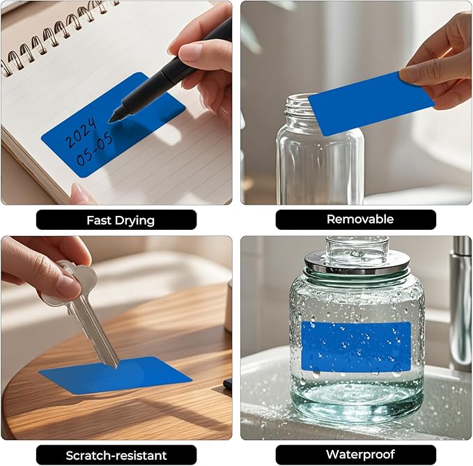 FINDAT Colored Stickers 4×2 Inch Vinyl File Folder Sticker Blue Rectangle Removable Waterproof Color Coding Moving Label for Boxes Office Inventory Labeling 60 PCS