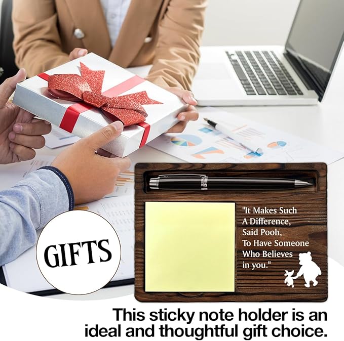 Inspirational Gifts Pooh Bear Sticky Note Holder Encouragement Gifts Friendship Gifts for Best Friends Besties Sister Coworkers Birthday Christmas