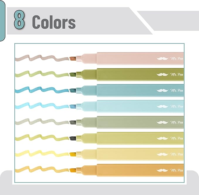 Mr. Pen- Aesthetic Highlighters, 8 Pack, Chisel Tip, Natural Vintage, Cute Highlighters Assorted Colors