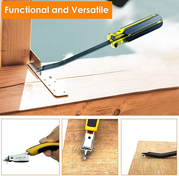 VERCCA Staple Remover Tool, Heavy Duty Upholstery Tool Staple Puller with Double Pronged Head Nail Remover for Furniture Wood Floor Carton Carpet 2pcs