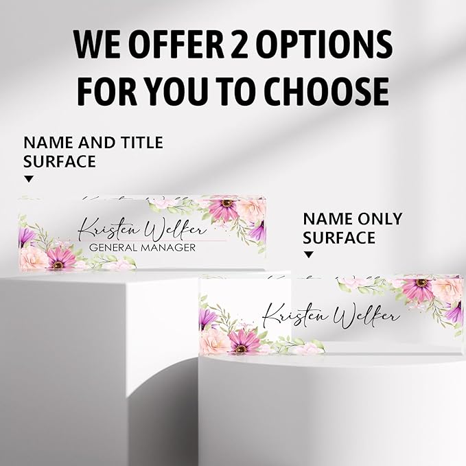 Personalized Desk Name Plates - Office Gifts for Teacher, Boss, Employee Appreciation - Chrysanthemum