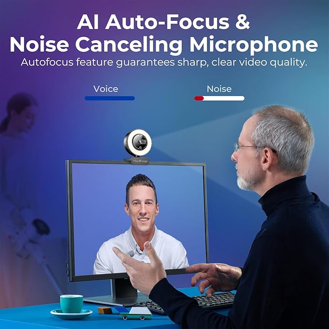 PixelForge 2K Webcam for PC with Microphone & Light & Privacy Cover, Web Camera for Desktop Computer/Laptop/Monitor/Mac, USB Streaming Camera for Zoom/Skype/Teams/Video Calling/Studying and Conference