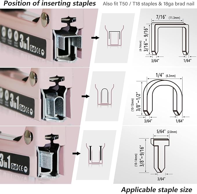 SHALL Staple Gun Heavy Duty, 3-in-1 Upholstery Staple Gun Kit with 3000 Staples, Stapler Remover, Manual Brad Nailer with Specific Staples Outlet Position Indicator