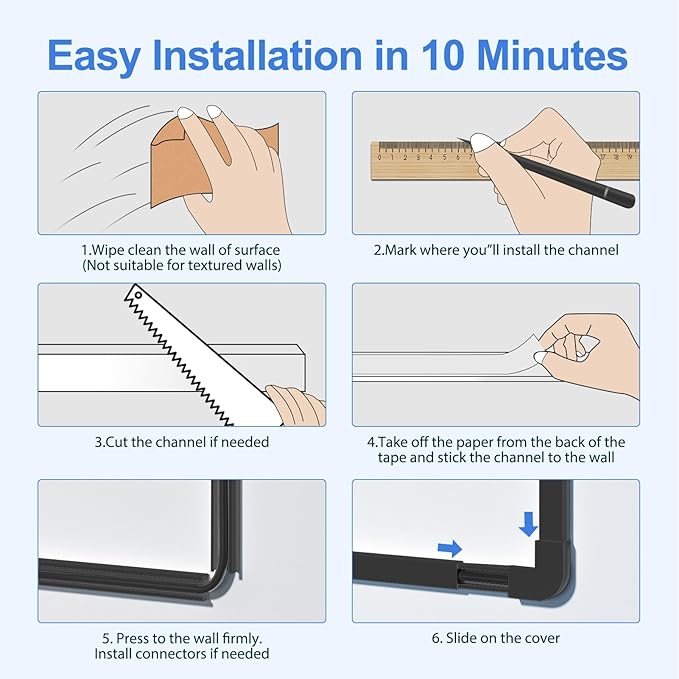 Yecaye Cord Hider, 113in Black Cord Covers for Wires on Wall, One-Cord Cord Organizer, Easy Install Cable Management Kit, Cable Cover Home Office, W0.59in H0.4in, Black