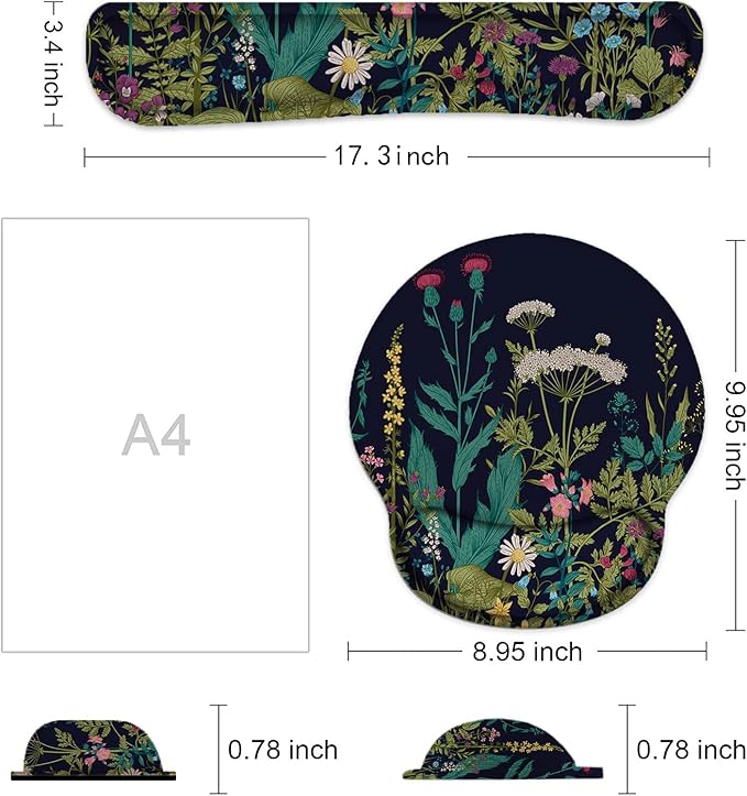 Lateefah Mouse Pad with Wrist Rest, 3-in-1 Gaming Mouse Pad, Keyboard Wrist Rest, Ergonomic Memory Foam Mousepad with Wrist Support for Computer Keyboard