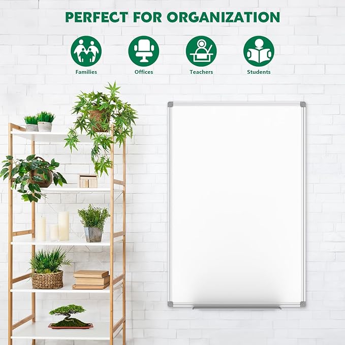 Lockways 48 x 36 Inch White Board 2 Pack | 4 x 3 Dry Erase Boards Magnetic Whiteboard for Office School and Home