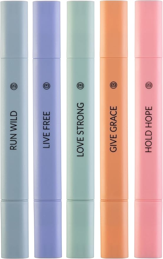 DIVERSEBEE Bible Highlighters Assorted Colors, 5 Pack No Bleed Dual Tip Aesthetic Pastel Highlighter Pens for Journaling, Note Taking, School, Bible Study Supplies and Accessories (Dawn)