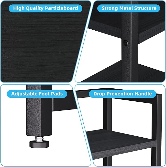 Marbrasse Desk Shelf with Drawer, 40" Desk Hutch for Computer Monitor, Desk Shelf for top of Desk, Wooden Desktop Bookshelf Storage Rack for Home Office Dorm - Black