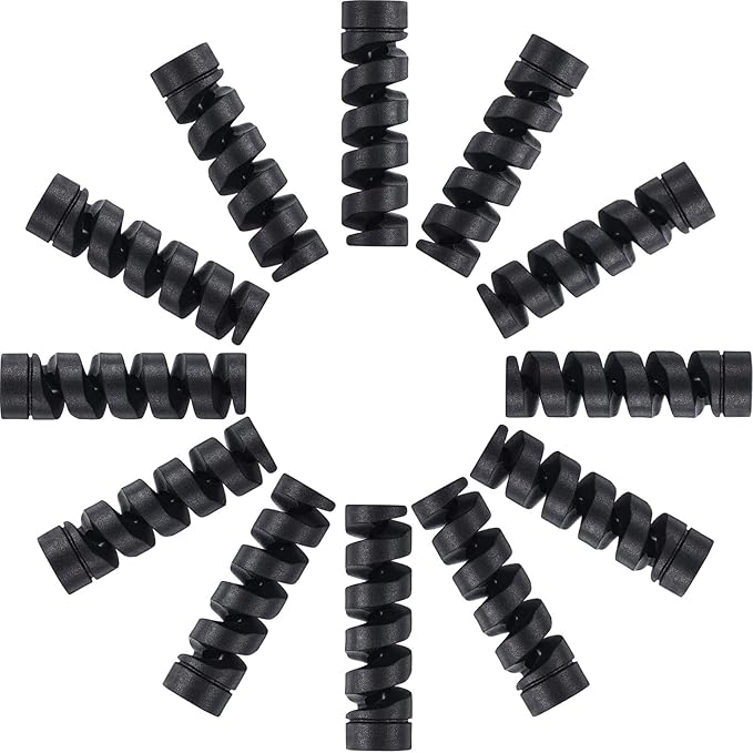 Jetec 24 Pcs Charger Cable Protector,Silicone Flexible Cable Saver,Spiral USB Mouse Wire Protector for Headphone Laptop Earphone Cell Phone Wrap Accessories (Black)