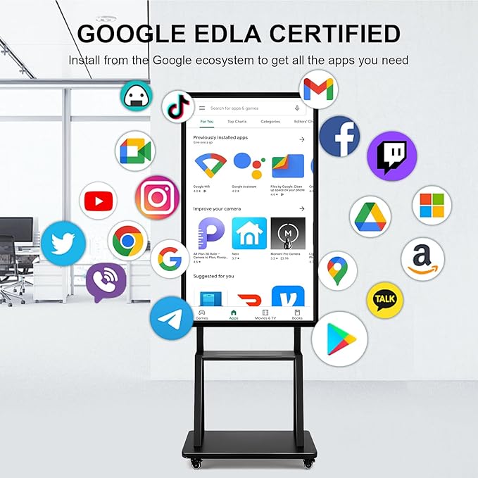 49" Smart Board, Digital Whiteboard Electronic Interactive for Classroom Office Home, Screen Mirroring from Android & iOS for Presention Annotation Live Streaming (49 inch)